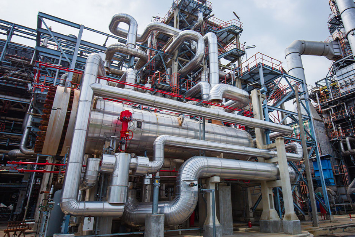 Industrial shell and tube heat exchanger used for heat transfer in chemical processing plant