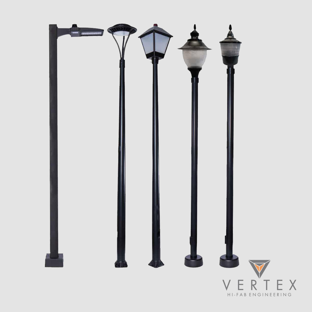 Lighting Poles Manufacturer – Vertex Hi Fab Heavy-duty steel lighting poles by Vertex Hi Fab for outdoor and industrial lighting