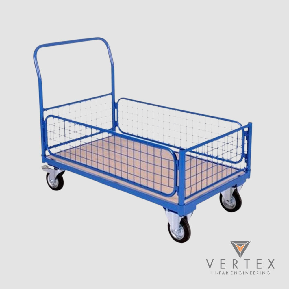 Material Handling Equipment – Vertex Hi Fab Industrial material handling products by Vertex Hi Fab including trolleys and racks