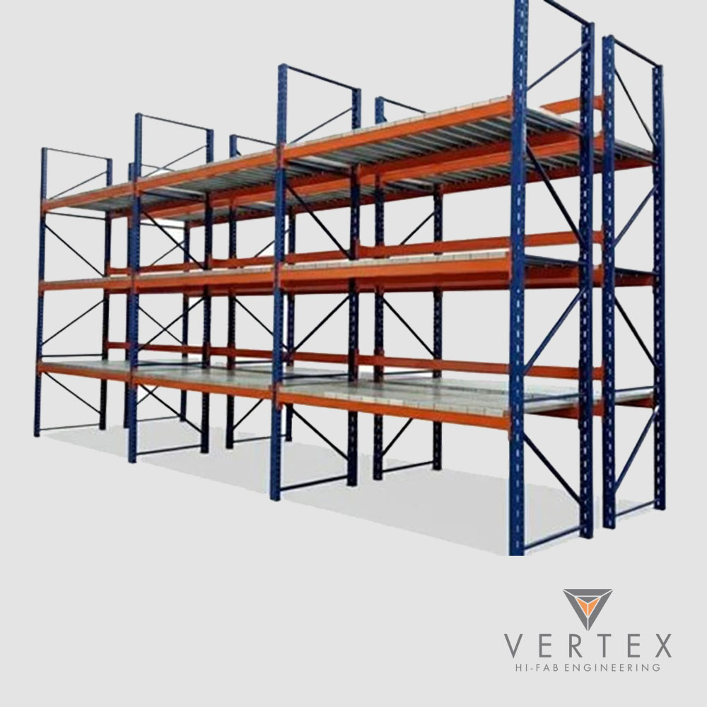 Storage Racks Manufacturer – Vertex Hi Fab Heavy-duty storage racks by Vertex Hi Fab for warehouse and industrial storage