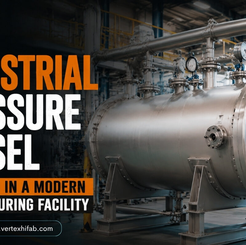 Industrial pressure vessel installed in a modern manufacturing facility